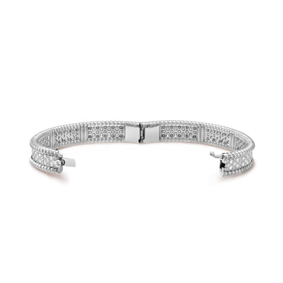 Open clasp view of Fleuron Paris Perlee Bangle in silver tone - 18k gold plated with cubic zircon, combining elegance and durability.