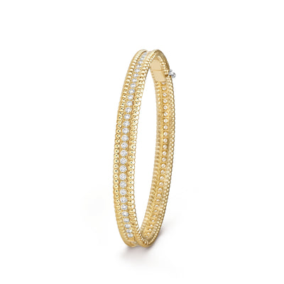 Fleuron Paris Perlee Bangle - 18k gold plated bracelet with a single row of inlaid cubic zircon, elegant and refined for luxury styling.