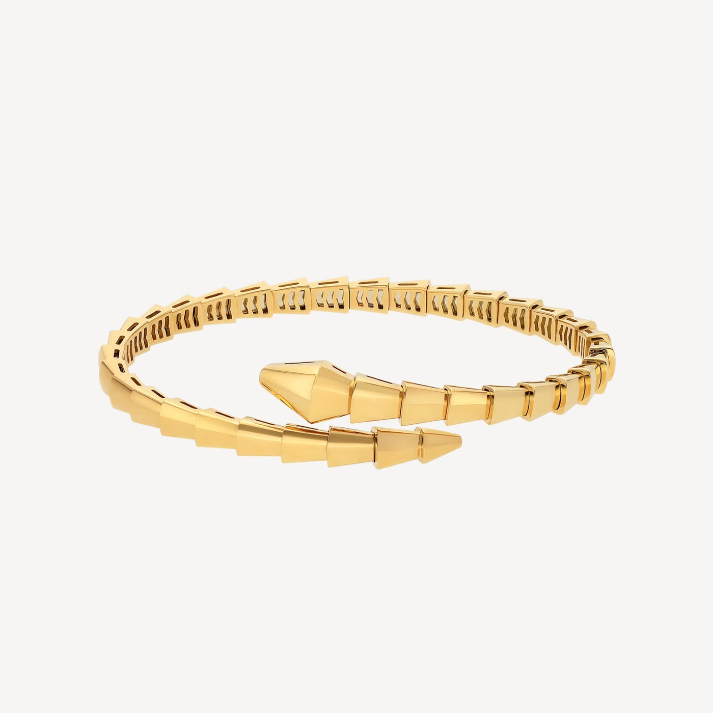 Fleuron Paris Bracelet - 18K Gold Plated Serpenti bangle in coiled form, showcasing intricate scale detailing and timeless sophistication.