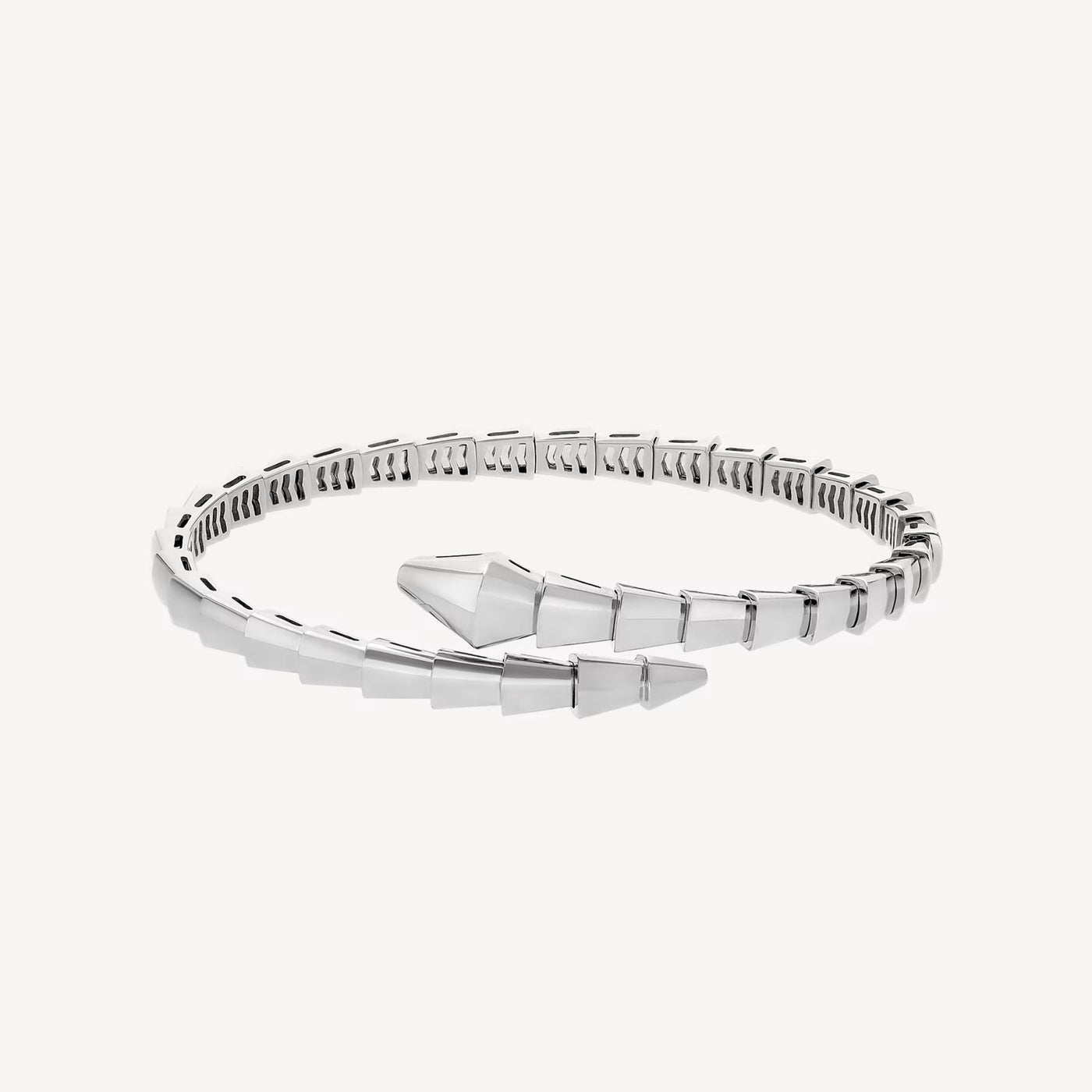 Fleuron Paris Bracelet - 18K White Gold Plated Serpenti bangle with articulated segments, crafted for a sleek and modern jewelry style.