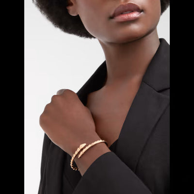 Fleuron Paris Bracelet - 18K Rose Gold Plated Serpenti bracelet worn on wrist, offering a chic and luxurious statement for any outfit.