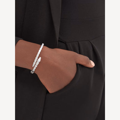 Fleuron Paris Bracelet - 18K White Gold Plated Serpenti bracelet styled on wrist, delivering a minimalist yet bold fashion statement.