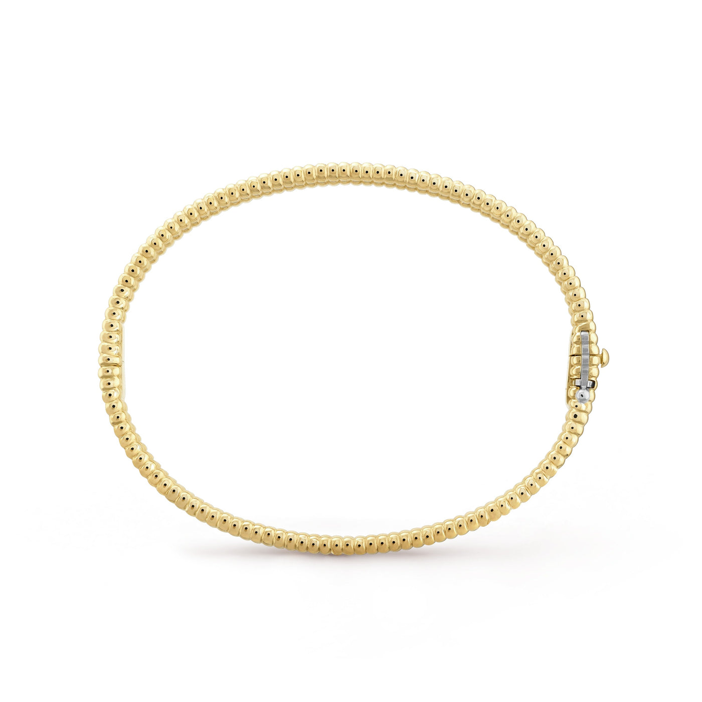 Fleuron Paris Perlee Bangle - 18k gold plated bracelet shown flat with intricate beaded detailing and zircon inlay for a classic finish.