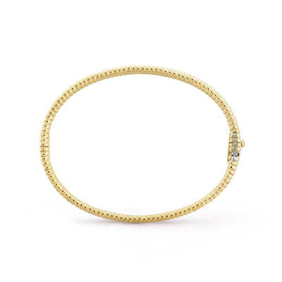 Fleuron Paris Perlee Bangle - 18k gold plated bracelet shown flat with intricate beaded detailing and zircon inlay for a classic finish.