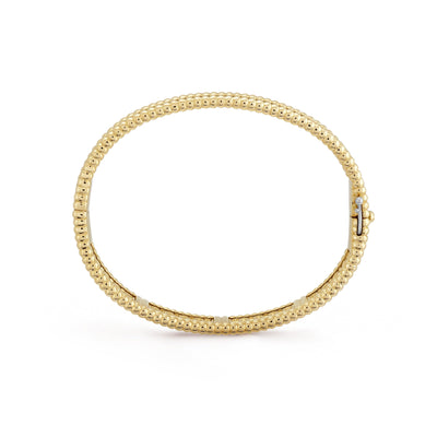 Back view of Fleuron Paris Perlee Bangle - 18k gold plated with intricate beaded texture and secure clasp, showcasing craftsmanship.