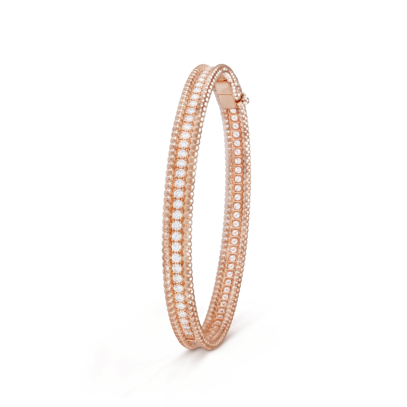 Fleuron Paris Perlee Bangle in rose gold - 18k gold plated with a single zircon row, offering a soft, feminine jewelry accent.