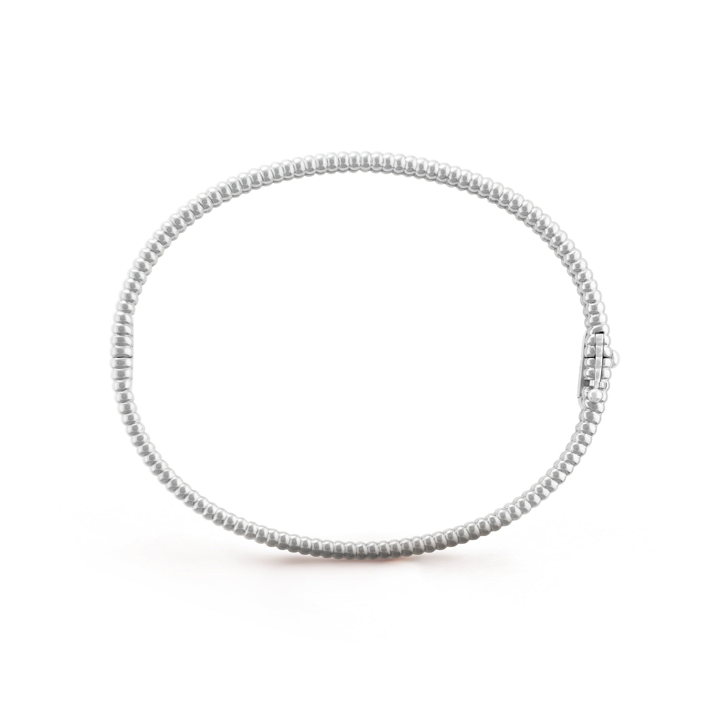 Fleuron Paris Perlee Bangle in silver tone - 18k gold plated with beaded edge and zircon inlay, ideal for modern jewelry collections.