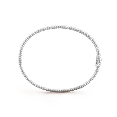Fleuron Paris Perlee Bangle in silver tone - 18k gold plated with beaded edge and zircon inlay, ideal for modern jewelry collections.