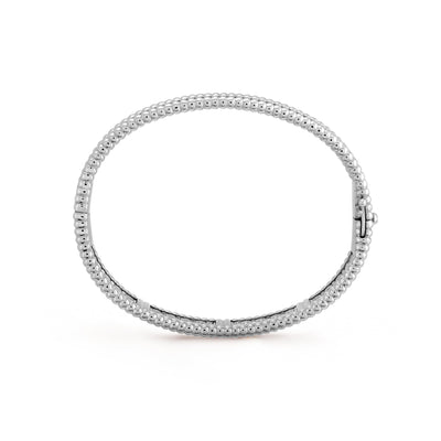 Fleuron Paris Perlee Bangle in silver tone - 18k gold plated with beaded detailing and clasp closure, sleek and modern jewelry piece.